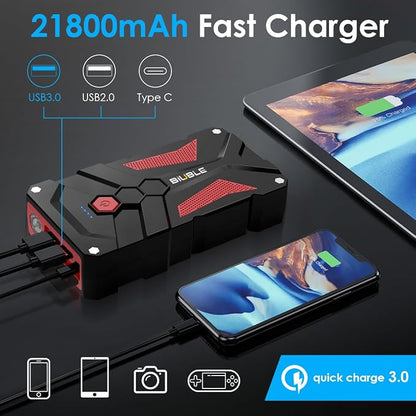 Jump Starter Car Jump Starter Auto Battery Booster Pack 8000A Peak 12V with USB-C Quick Charge,Lithium Jump Box with LED Light(Up to 8.0L Gas or 6.5L Diesel Engine)