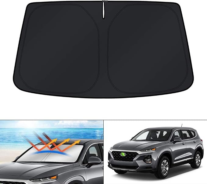 KUST Windshield Sun Shade for Hyundai Santa Fe 2019 2020 2021 2022 2023 Accessories Sunshade Sun Protector Foldable Block UV Rays Keep Car Cooler