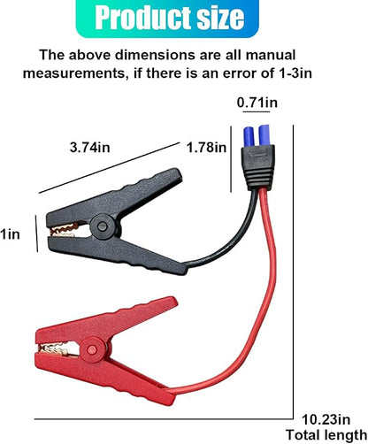 ZIMISI EC5 Car Jumper Starter Cable with Battery Clamps, 12V Portable Jumper Cables Alligator Clip to EC5 Connector with 10 AWG Wire, Emergency Car Jump Starter Battery Booster Cables (1PC)