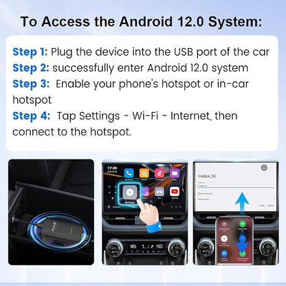 Carlinkit Wireless CarPlay & Android Auto Adapter CP2A PRO 3-in-1 Android(2+16G) System for OEM Wired CarPlay Cars, Support Netflix/You Tube/TikTok Lite, with USB-A/C from 2016 & iOS 10+/Android 11.0+