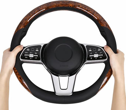 KAFEEK 16 inch Steering Wheel Cover for Ford F150 F250 F350 Ram 4Runner Tacoma Tundra Range Rover, Car Wood Grain Steering Wheel Cover Men Women, Anti-Slip, Comfortable, Odorless