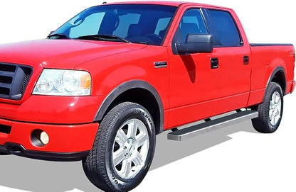 APS 304 Stainless Steel Polished 5in Silver Running Boards Compatible with Ford F150 2004-2008 SuperCrew Cab (Exclude 04 Heritage Edition) (Nerf Bars Side Steps)