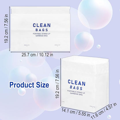 Disposable Cars Trash Bags Standable 60 Pack Car Garbage Bag Self Adhesive travel trash bag for Cars Kitchens Bedrooms Offices Travel and Camping Open Top Cleaning Bags (10.1 * 2.3 * 7.6 in) (60)