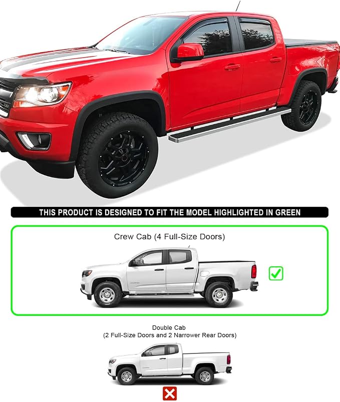 APS Wheel to Wheel Boards 5in Compatible with Chevy Colorado GMC Canyon 2015-2026 Crew Cab 5ft Bed 304 Stainless Steel (Side Steps Side Bars)