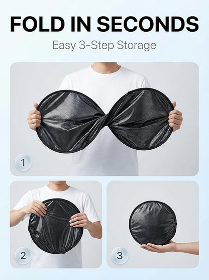 Proadsy Windshield Sun Shade Custom Fit Kia EV9 2024-2026 Ice Crystal Black Front Window Sunshade UV and Heat Blocker Foldable Visor Keeps Car Cooler for Summer Parking and Daily Use