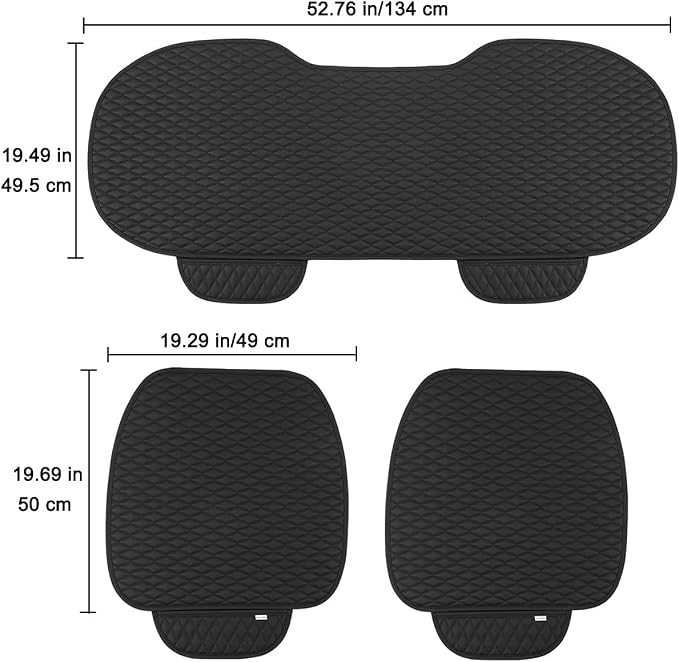 West Llama Pu Leather Car Seat Bottom Covers Protectors Include 1 Pair Front Driver Seat Pad Mat and 1 Rear Bench Cover Universal Fit 90% Vehicles,Black