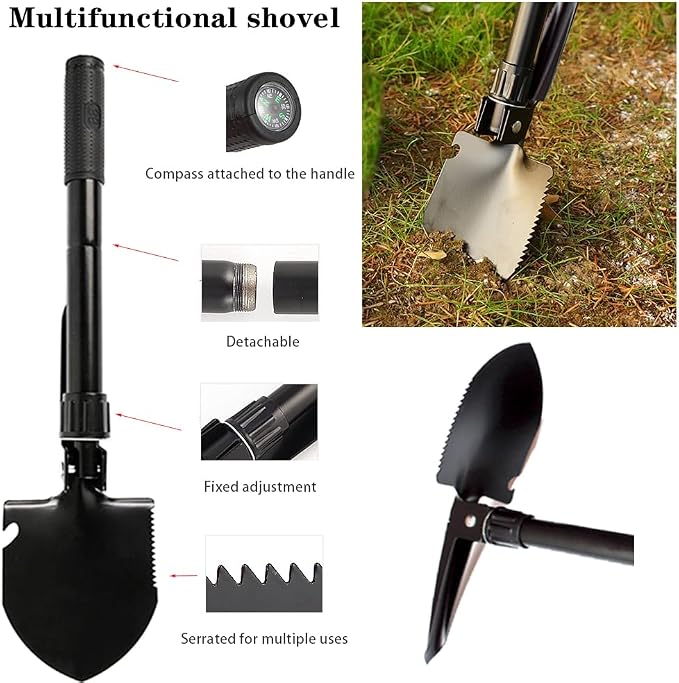 Emergency Car Kit, Car Safety Kits with Jumper Cables, Safety Hammer | Premium Roadside Assistance Kit for Cars Headlamp Folding Shovel Tow Strap Gifts for New Drivers Roadside Emergency Car Kit