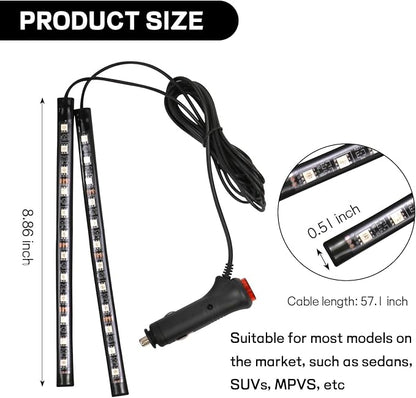 Car LED Strip Light, 12V 24 LED Interior Atmosphere Lights Under Dash Ambient Night Light, Auto Interior Decorative Lamp with Cigarette Adapter Plug, Car Accessories (White, Cigarette Lighter)