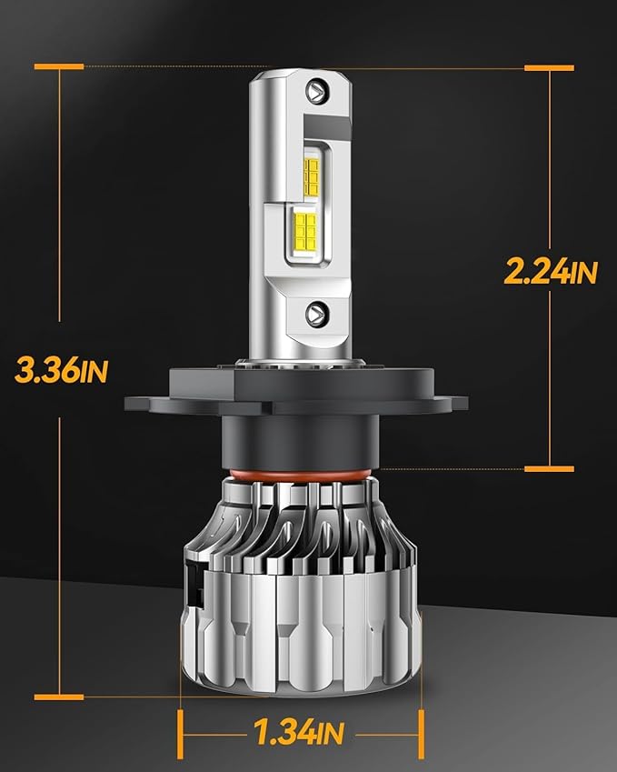 SEALIGHT 70000LM Super Bright H4 Bulbs, 6500K Cool White Fog Bulbs, 70000+ Hours Lifespan Powersport Bulbs with 15000RPM Cooling Fan, Plug-N-Play, Pack of 2