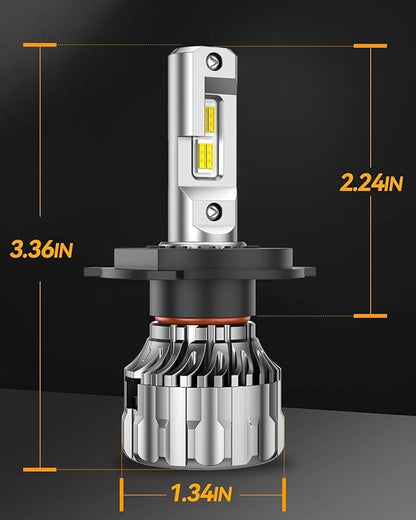 SEALIGHT 70000LM Super Bright H4 Bulbs, 6500K Cool White Fog Bulbs, 70000+ Hours Lifespan Powersport Bulbs with 15000RPM Cooling Fan, Plug-N-Play, Pack of 2