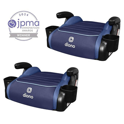 Diono Connect3 R Backless Booster Pack of 2, Slim Fit 3-Across in Many Mid-Sized Sedans and SUVs, for Children from 40-120 lbs., Lightweight with Cupholder, Blue Surge