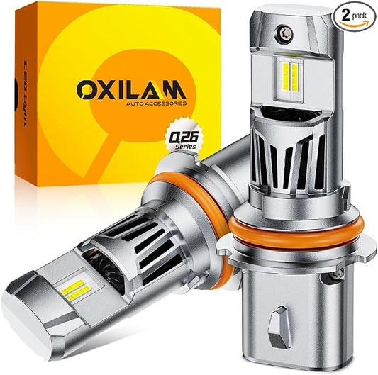 OXILAM 9007/HB5 LED Bulbs, 1000% Ultra-Bright, 1:1 Halogen Size 9007 Fog Lights, 3 Min Quick Install, 20 Years Lifespan, No Flicker, 99% Compatibility, Pack of 2