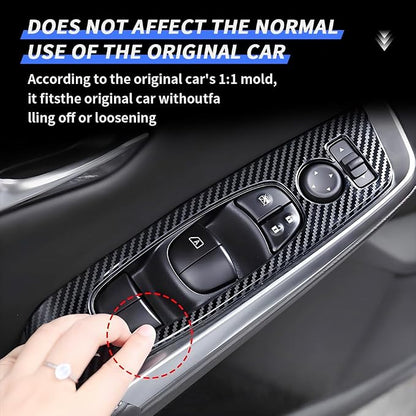 Car Door Power Window Lift Switch Protection Decor Panel for Nissan Sentra 2020 2021 2022 2023 2024 2025 Auto Interior Accessories Armrest Side Pull Handle Trim Cover Carbon Fiber Style 4Pcs