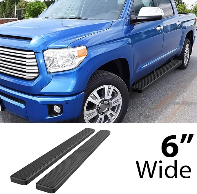 APS Running Boards 6 inches Matte Black Compatible with Toyota Tundra 2007-2021 CrewMax Stainless Steel (Nerf Bars Side Steps Side Bars)