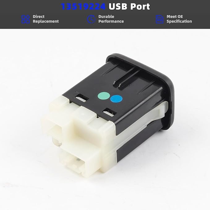 13519224 USB Port AUX Jack Auxiliary Input Adapter Compatible with Chevy Buick GMC Cadillac 2015-2018 Replaces# 13509942 13510854 23496501 CarPlay