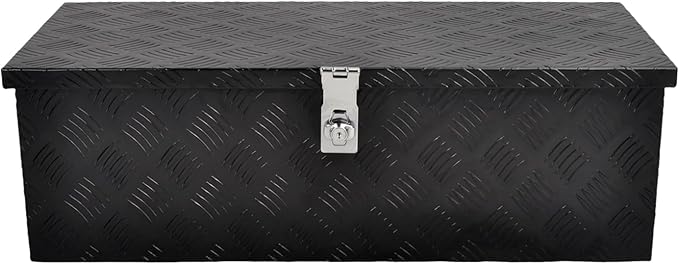 30''Inch Aluminum Truck Tool Box Truck Bed Toolbox Truck Trailer Chest Box Underbody Storage Organizer Waterproof Square Storage Organizer w/Side Handle Lock & Keys Black(‎30" Lx13 Wx10 H)