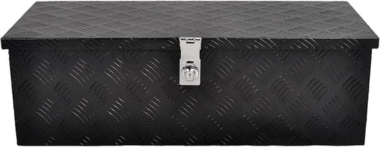 30''Inch Aluminum Truck Tool Box Truck Bed Toolbox Truck Trailer Chest Box Underbody Storage Organizer Waterproof Square Storage Organizer w/Side Handle Lock & Keys Black(‎30" Lx13 Wx10 H)