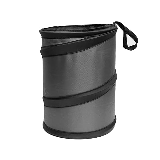 FH Group Automotive Waterproof Portable Collapsible Small Trash Can Garbage Container fits Most Cars,Polyethylene, SUVs, and Trucks Gray