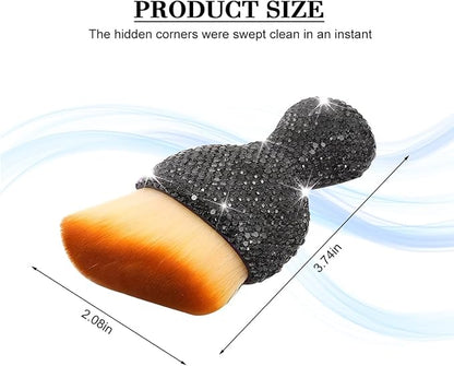Bling Car Detailing Brush, Crystal Rhinestone Non-Scratch Vehicle Cleaning Dust Brush for Air Vent & Dashboard, Soft Bristles Automotive Interior Cleaning Tool, Universal Fit (Transparent Gray)