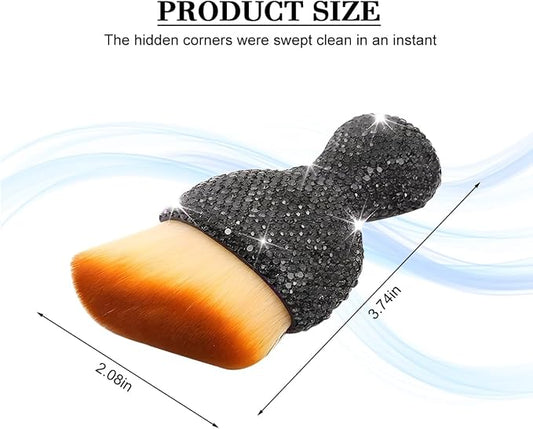 Bling Car Detailing Brush, Crystal Rhinestone Non-Scratch Vehicle Cleaning Dust Brush for Air Vent & Dashboard, Soft Bristles Automotive Interior Cleaning Tool, Universal Fit (Transparent Gray)