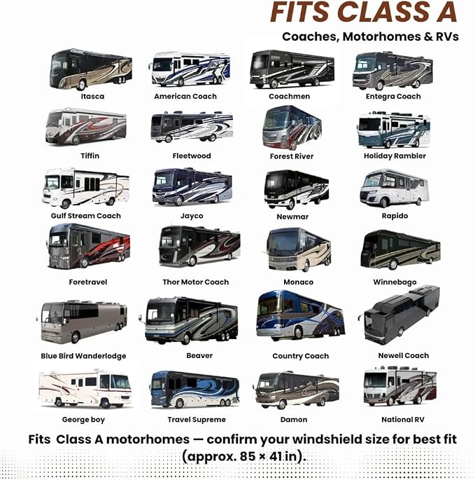 Windshield Sun Shade | fits RV Class-A | Certified 99.87% UVB & 99.02% UVA Protection Sun Shade. Award Winning Sunshade for Car Windshield with Patented Technology. Car Window Shades by Kinder Fluff