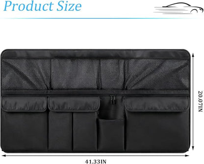 HZEL Car Trunk Organizer, Collapsible Large Capacity Vehicle Backseat Hanging Storage Bag with 9 Pockets, Automotive Interior Backseat Organizer, Universal for SUV RV Truck (Black)
