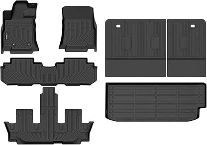 Floor Mats & Cargo Liner for Subaru Ascent 2019-2025 2026 7/8 Passenger with Backrest Mat, All Weather Automotive Floor Liners Custom Fit Full Set Accessories-Black