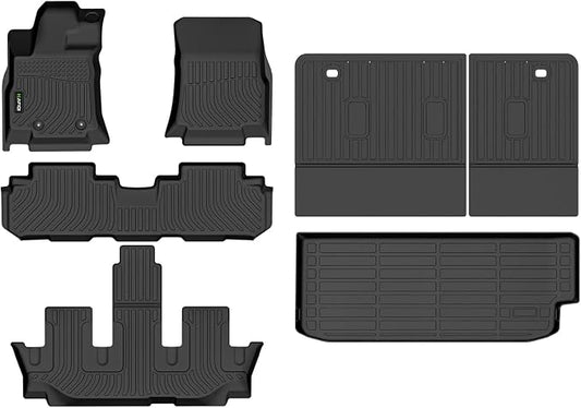 Floor Mats & Cargo Liner for Subaru Ascent 2019-2025 2026 7/8 Passenger with Backrest Mat, All Weather Automotive Floor Liners Custom Fit Full Set Accessories-Black