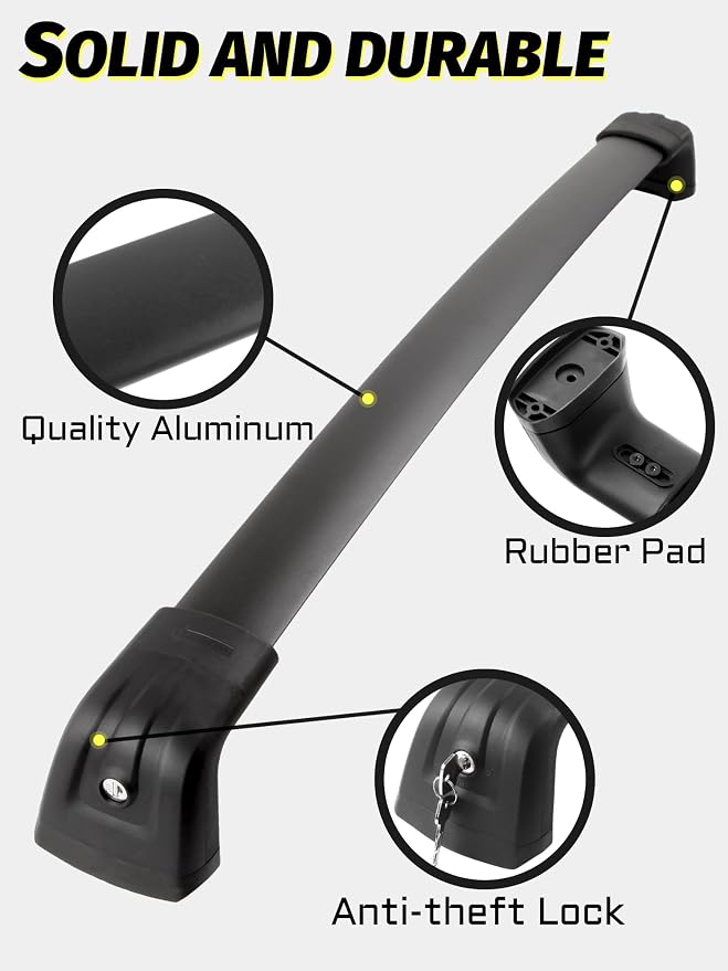 Gdydi 220lbs Roof Rack Cross Bars Compatible with 2021-2025 Suburban, Tahoe, GMC Yukon, Yukon XL, Cadillac Escalade ESV with Anti-Theft Lock, Black Matte Aluminum Anti-Corrosion Crossbars