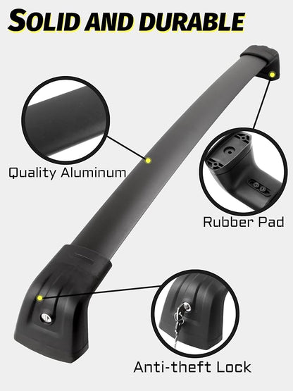 Gdydi 220lbs Roof Rack Cross Bars Compatible with 2021-2025 Suburban, Tahoe, GMC Yukon, Yukon XL, Cadillac Escalade ESV with Anti-Theft Lock, Black Matte Aluminum Anti-Corrosion Crossbars