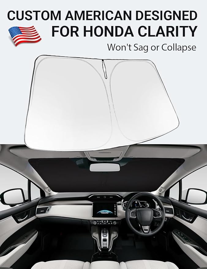 Proadsy 2026 Upgrade Windshield Sun Shade Custom Fit 2017-2021 Clarity Foldable Front Sunshade Protector Sun Visor Blocks UV Rays Keep Car Cooler