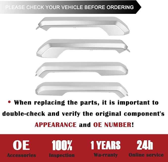 TQPONLY Interior Inner Door Handle Cover Trim | Fits 2015-2020 Ford F150 SuperCrew Truck Accessories Replacement | 1 Set Front and Rear Door Armrest Pull Handle (Silver)