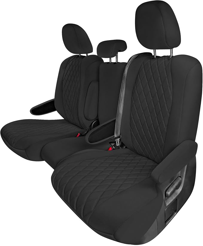 FH Group Custom Fit Car Seat Covers Specifically Made for Toyota Sienna 2011-2020, Car Seat Cover 2nd Row Set, 8 Seater Automotive Seat Covers in Black Neoprene, Waterproof and Washable Seat Covers