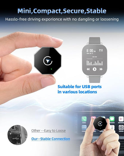 Wireless CarPlay Adapter for iPhone,Mini USB Design,2026 Upgrade with Built-in Wired for Apple CarPlay Plug and Play Fast Stable Connection Car Play for iPhone & Android (ZS01)