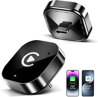 USB C Wireless CarPlay & Android Auto Adapter, Wired to Wireless Dongle | Plug & Play Compatible with iPhone & Android Smartphones.