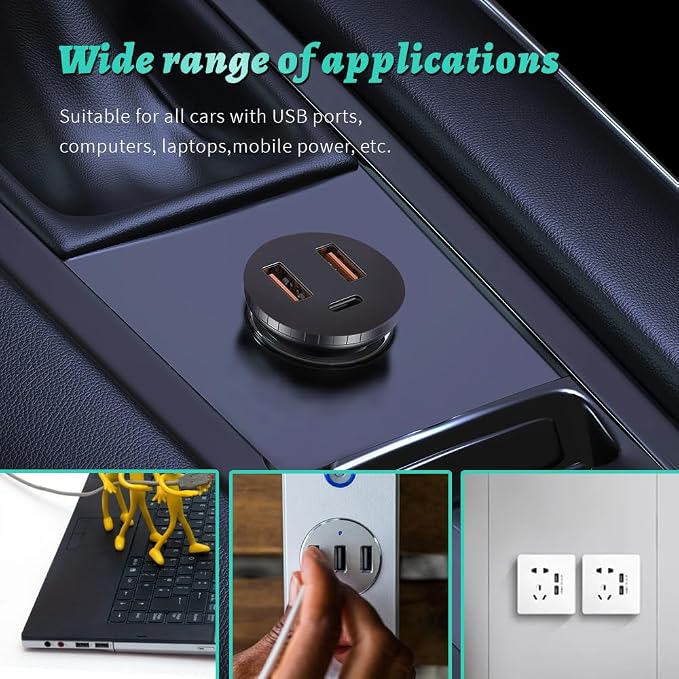 4PCS USB LED Car Interior Atmosphere Lamp, Plug-in USB Decor Night Light, Portable Auto Ambient Lighting Kit, Universal Vehicle Interior Accessories Mini USB LED Light for Most Cars (2Red+2ice Blue)