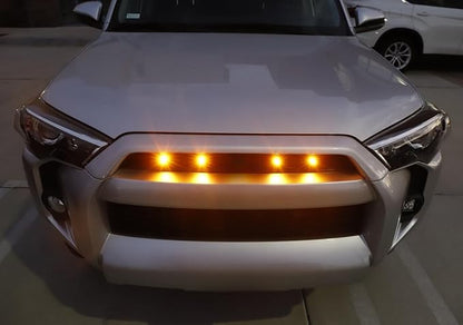 iJDMTOY 4pc Set 3W High Power LED Grille Mesh Mount Lighting Kit Compatible with Toyota FJ Cruiser 4Runner Tacoma etc., 2500K Amber Projector Lens Spot Beam LED Lights