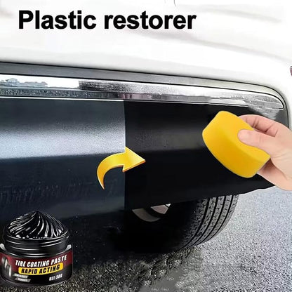 Premium Tire Coating & Trim Restorer,Bring Back the Original Deep Black Shine to Rubber and Plastic,Long-Lasting Ceramic Coating & UV Protection,TireCoating Paste for Car Tire Plastic Trim Care