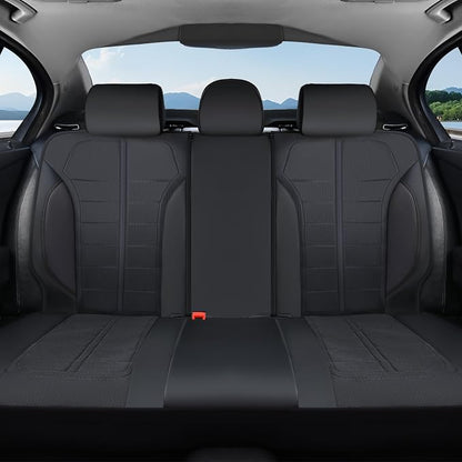 Coverado Seat Cover, Car Seat Cover Rear Seats, 3D Air Mesh Breathable Seat Protectors Sports Carbon Fiber Design Airbag Compatible Comfort Universal for Most Cars, Van,Trucks, SUV, Black