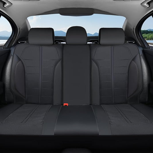 Coverado Seat Cover, Car Seat Cover Rear Seats, 3D Air Mesh Breathable Seat Protectors Sports Carbon Fiber Design Airbag Compatible Comfort Universal for Most Cars, Van,Trucks, SUV, Black