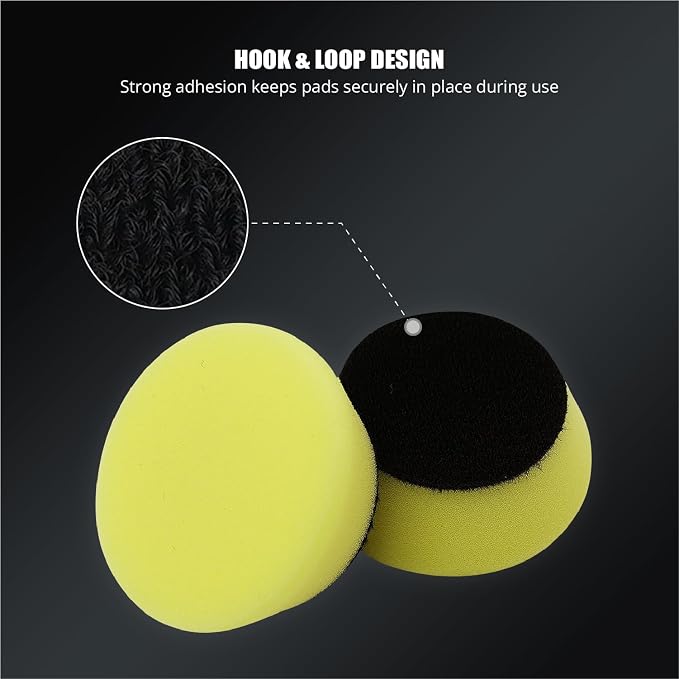 SPTA Yellow T80 Mini High-Cut Foam Polishing Pad, 5Pcs 2inch/50mm Sponge Polishing Buffing Pads, Car Foam Detail Polishing Pad Kit for Car Detail Polishing, Small Area Polishing -FPBFS2Y