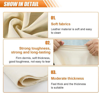 Chamois Cloth for Car, Natural Shammy Car Drying Towel, 19.68'' X 19.68''(2.7 sq ft) Absorbent Fast Drying Cleaning Cloth for Car Wash, Glass, Paint Care, Mirrors, Windows (Square)