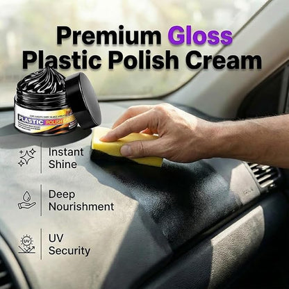 Tire Wax Tire Coating Paste,Long Lasting Car Tire Shine Nourish Cream,Waterproof & UV Protection,Plastic Trim Restorer Black with Sponge Applicator, for Car, Truck, Motorcycle, RV & More (100g-3PC)