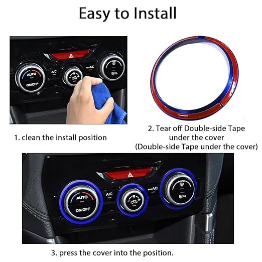 Auovo AC Climate Control Knob Outer Ring Covers Accessories for Subaru Crosstrek 2018-2022 2023 / Impreza 2017-2023/ Forester 2019-2024 Interior Air Condition Switch Control Trim (Dark Blue)