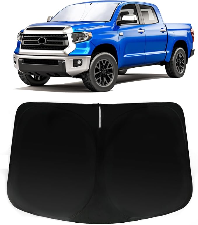 Windshield Sun Shade for Toyota Tundra 2007-2021 (Limited SR5 Platinum TRD Pro Pickup), Car Front Window Sunshade with 240T Sun Visor Protector Blocks UV Rays Heat Sun Shield Accessories