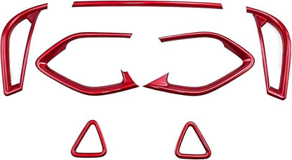 Car Center Console Air Conditioning Air Vent Outlet Trim Cover Kit for Chevrolet Chevy Malibu 2016-2024, ABS Dashboard Side A/C Vent Frame Panel Protective Cover Interior Decorative Accessories (Red)