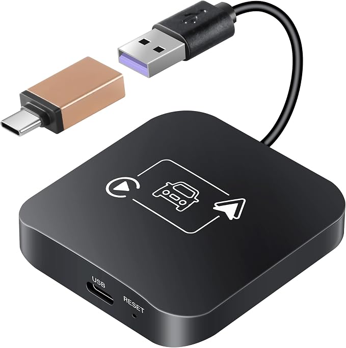 Wireless CarPlay Adapter 2 IN 1 Plug and Play Wired to Wireless Car Play Adapter Android Auto Dongle, Aux Compatible All Car Models Smart Carplay Box Support iPhone 6+/iOS 10+/Android 11.0+