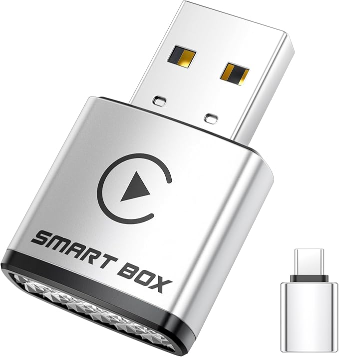 Ultra-Compact Wireless CarPlay Adapter – 65% Smaller Metal Housing, 2-in-1 for iPhone & Android, WiFi 6 & BT 5.4, Zero Latency, Plug & Play, Fits 800+ Cars (2015+) (Silver)