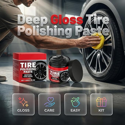 Tire Refurbish Wax Instant Gloss, 2026 New Car Tire Shine with Sponge, Tire Polishing Paste for Cars Trucks Motorcycles RVs & More (1PCS)