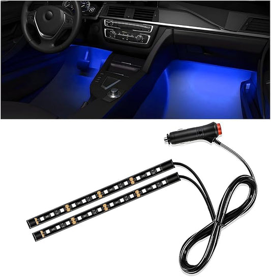 Wevdn Car Interior LED Strip Light, 12V 24 LED Neon Ambient Night Light with Cigarette Lighter Plug, Automotive Atmosphere Decorative Under Dash Lighting Kit, Car Accessories (Blue)